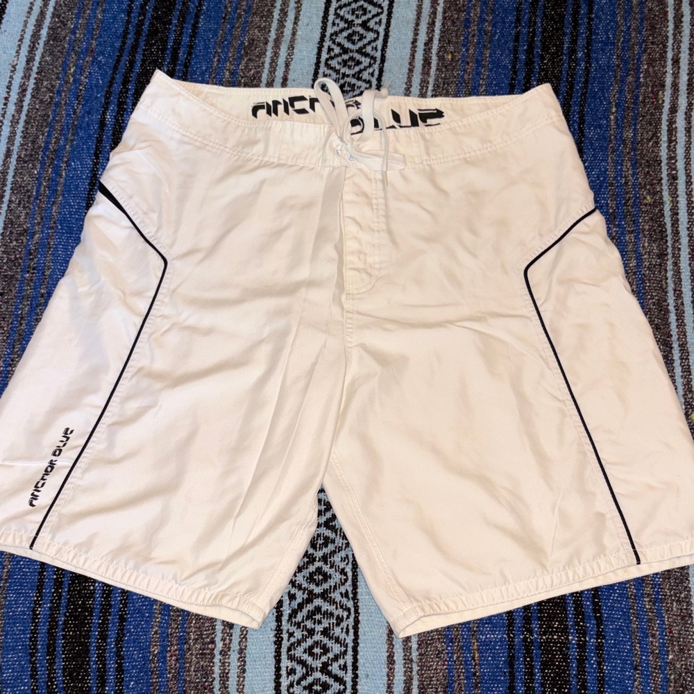 Vintage Y2K Anchor Blue Swim Shorts